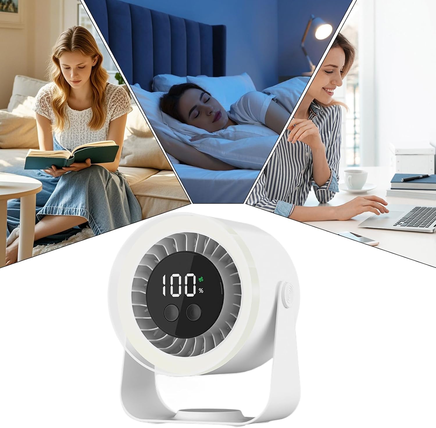Tischventilator mit 10 Stufen, LED-Display und Nachtlicht