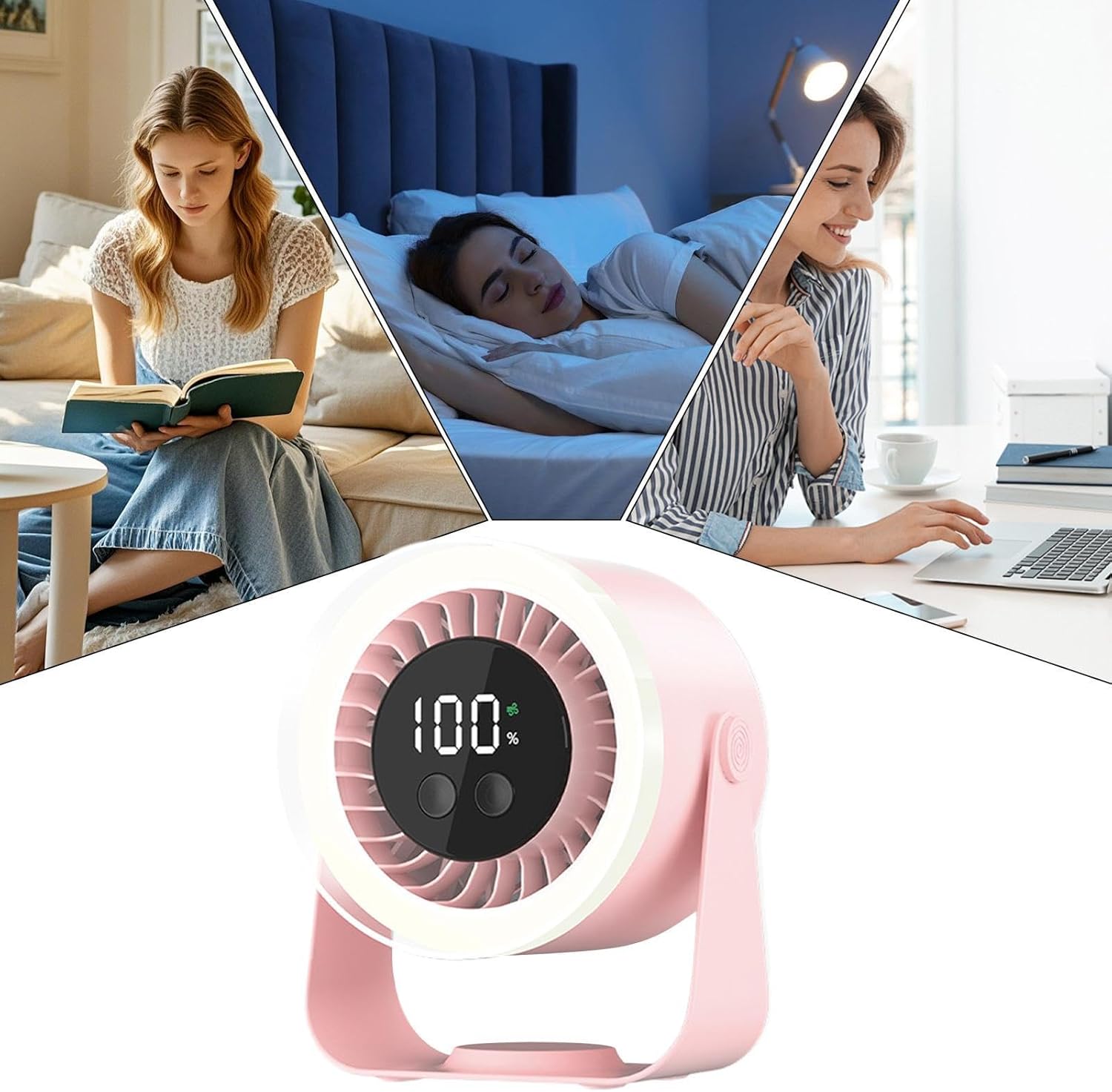 Tischventilator mit 10 Stufen, LED-Display und Nachtlicht