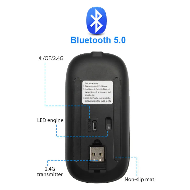 Kabellose Maus mit RGB-LED-Beleuchtung – ohne Batterien