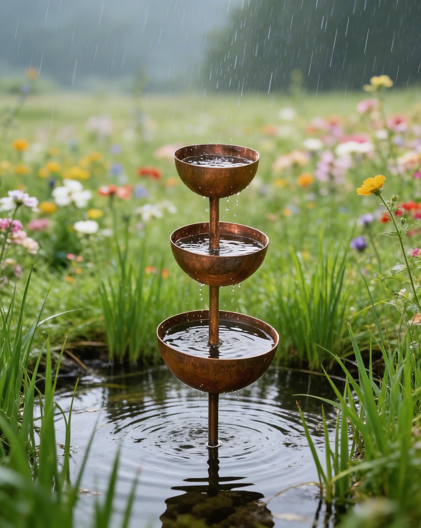 Regenfänger 3-stufig aus Metall für Garten