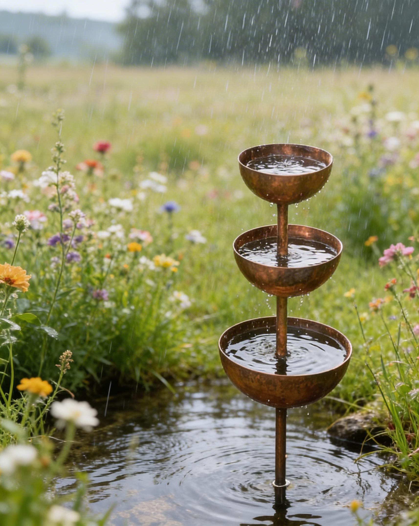 Regenfänger 3-stufig aus Metall für Garten