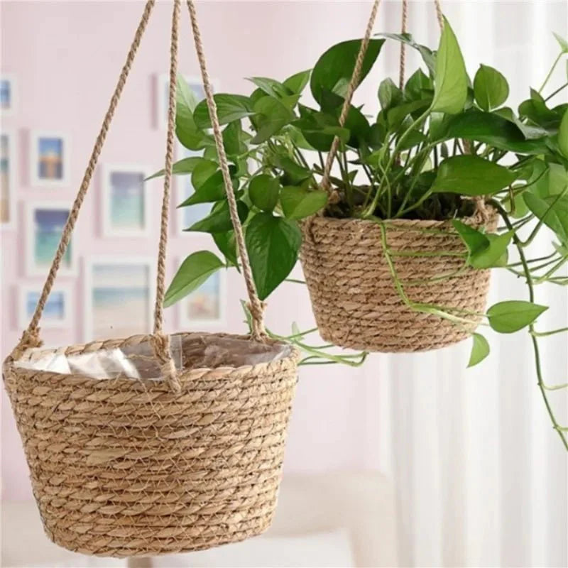 Makramee Blumenampel aus Jute mit Baumwollseil