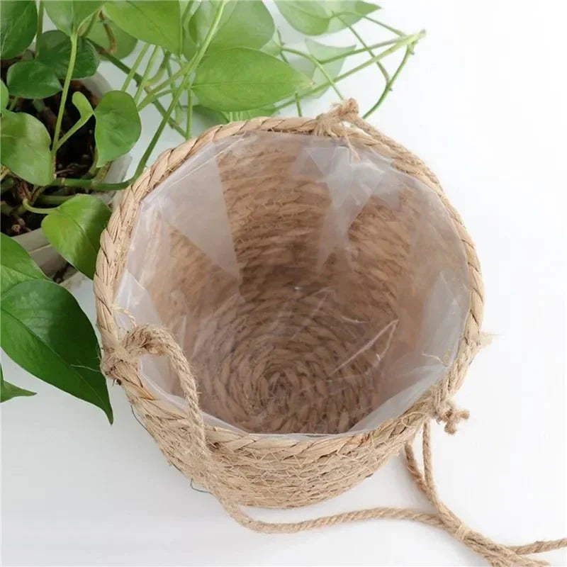 Makramee Blumenampel aus Jute mit Baumwollseil