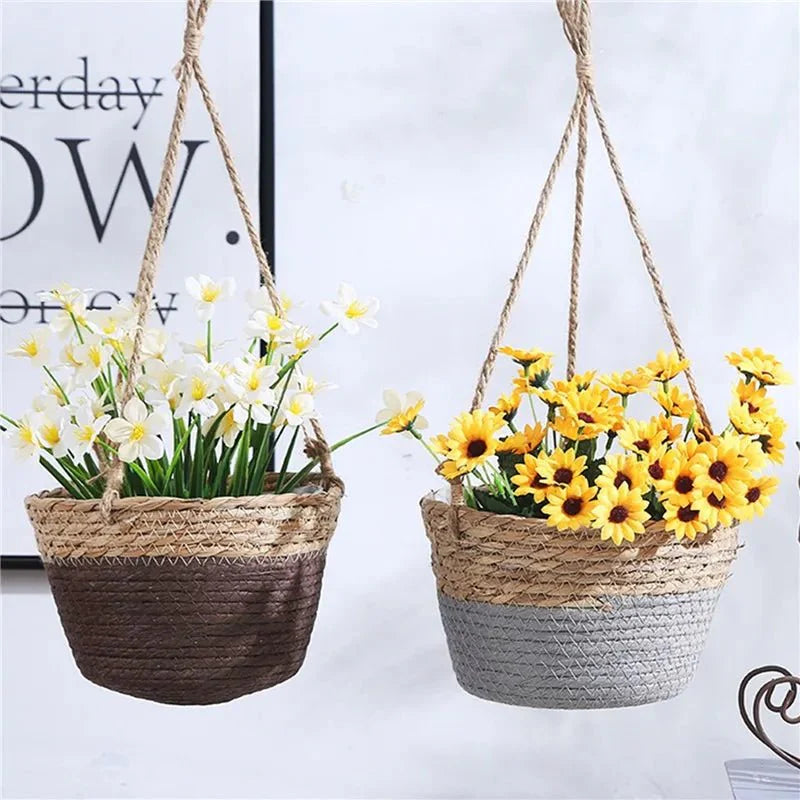 Makramee Blumenampel aus Jute mit Baumwollseil