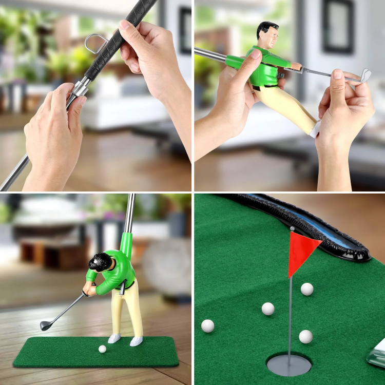Mini-Golf-Set für drinnen mit Golfspieler-Figur