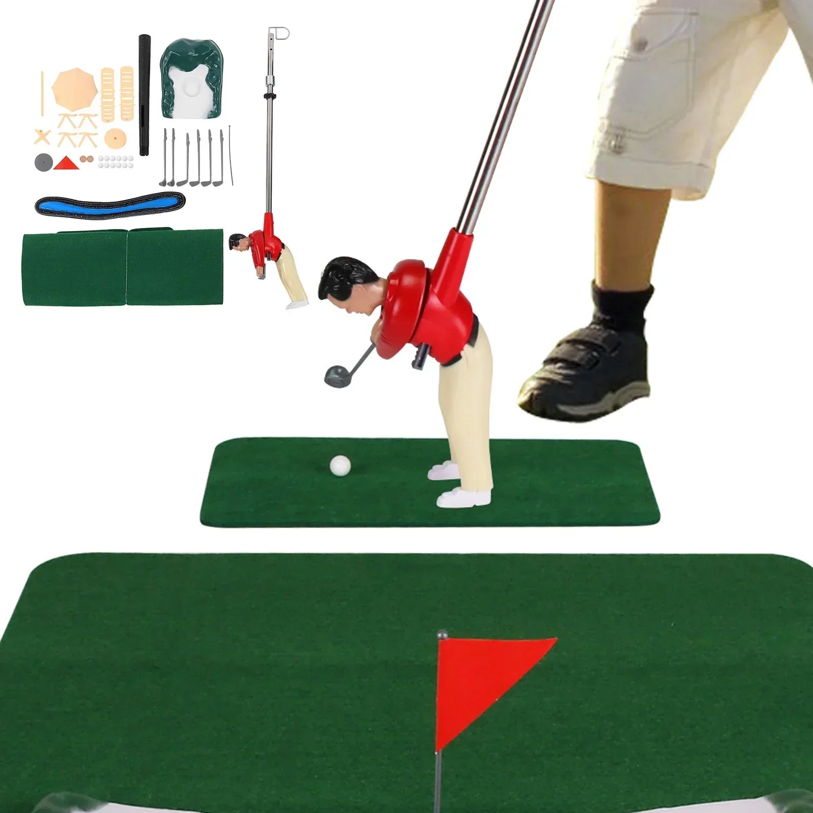Mini-Golf-Set für drinnen mit Golfspieler-Figur