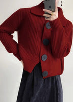 Strickcardigan mit Peter-Pan-Kragen und Knöpfen