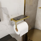Toilet paper holder with phone shelf