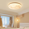 LED-Deckenleuchte rund Mondmotiv mit Holzrahmen