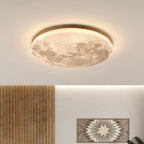 LED-Deckenleuchte rund Mondmotiv mit Holzrahmen