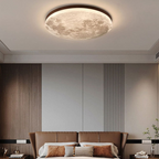 LED-Deckenleuchte rund Mondmotiv mit Holzrahmen