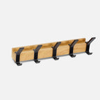 Wall Coat Rack with 5 Double Hooks – Wood and Metal