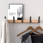 Wall Coat Rack with 5 Double Hooks – Wood and Metal