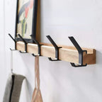 Wall Coat Rack with 5 Double Hooks – Wood and Metal