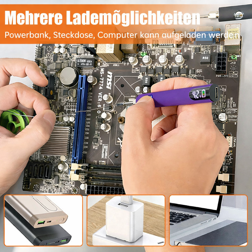 Digitaler Lötkolben mit USB-Anschluss und Display