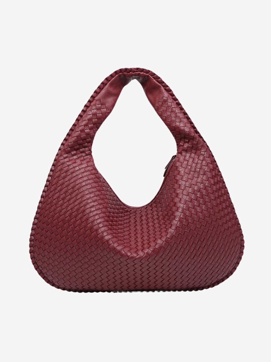 Geflochtene Leder-Hobo-Bag mit Reißverschluss
