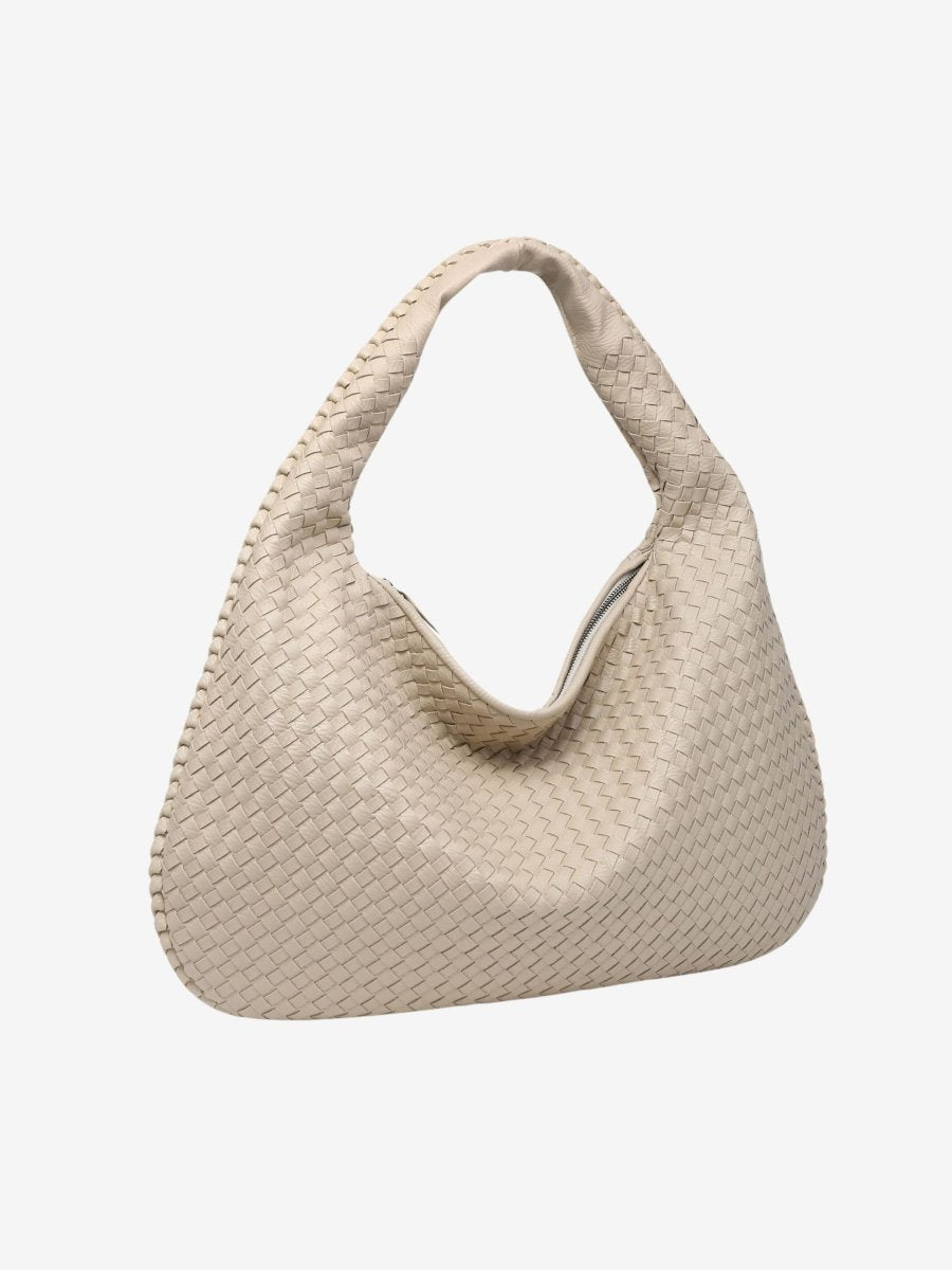 Geflochtene Leder-Hobo-Bag mit Reißverschluss