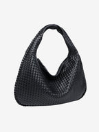 Braided Leather Hobo Bag with Zipper
