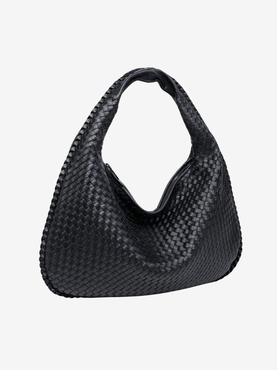 Geflochtene Leder-Hobo-Bag mit Reißverschluss