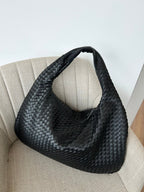 Braided Leather Hobo Bag with Zipper