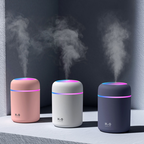 Compact Ultrasonic Humidifier – 300 ml with Color Ring Lighting