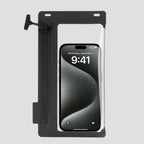 Waterproof smartphone shoulder bag with touchscreen window