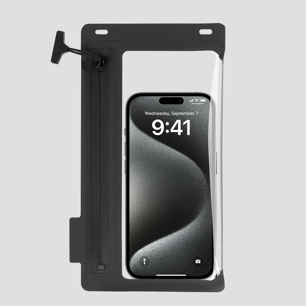 Waterproof smartphone shoulder bag with touchscreen window