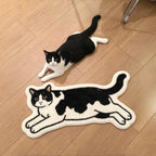 Katzen-Teppich Schwarz-Creme