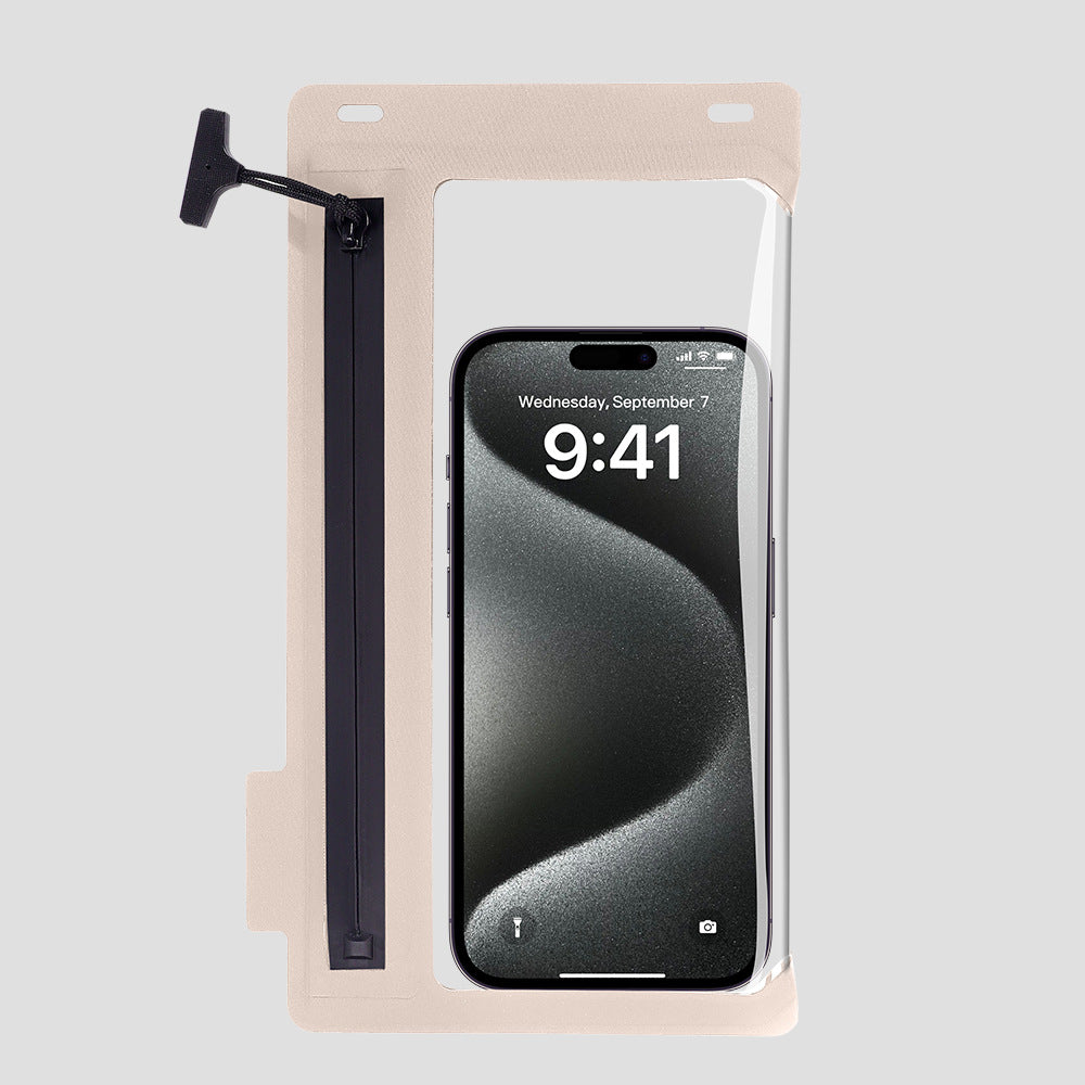 Waterproof smartphone shoulder bag with touchscreen window