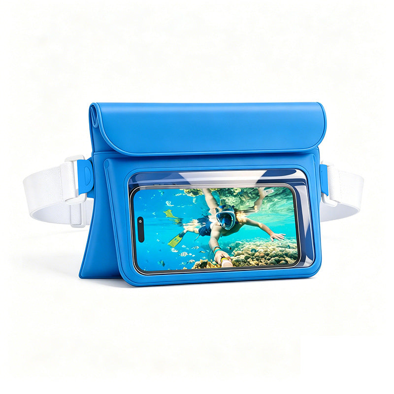 Waterproof mobile phone belt pouch with transparent window