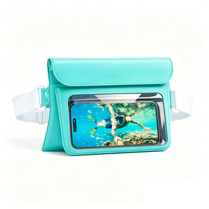 Waterproof mobile phone belt pouch with transparent window