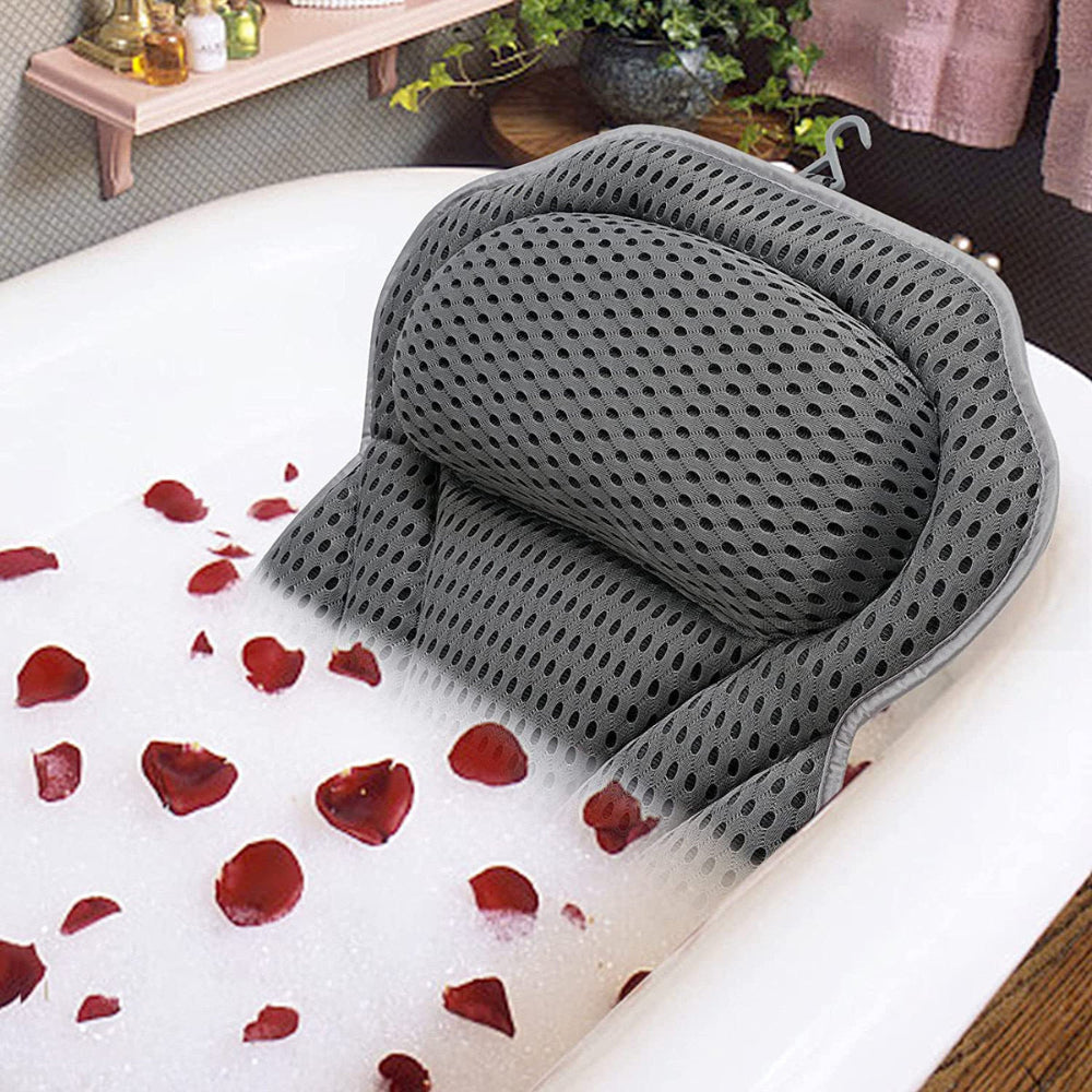 Ergonomic Bath Pillow with Neck Support – Mesh Material