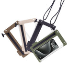 Waterproof smartphone shoulder bag with touchscreen window