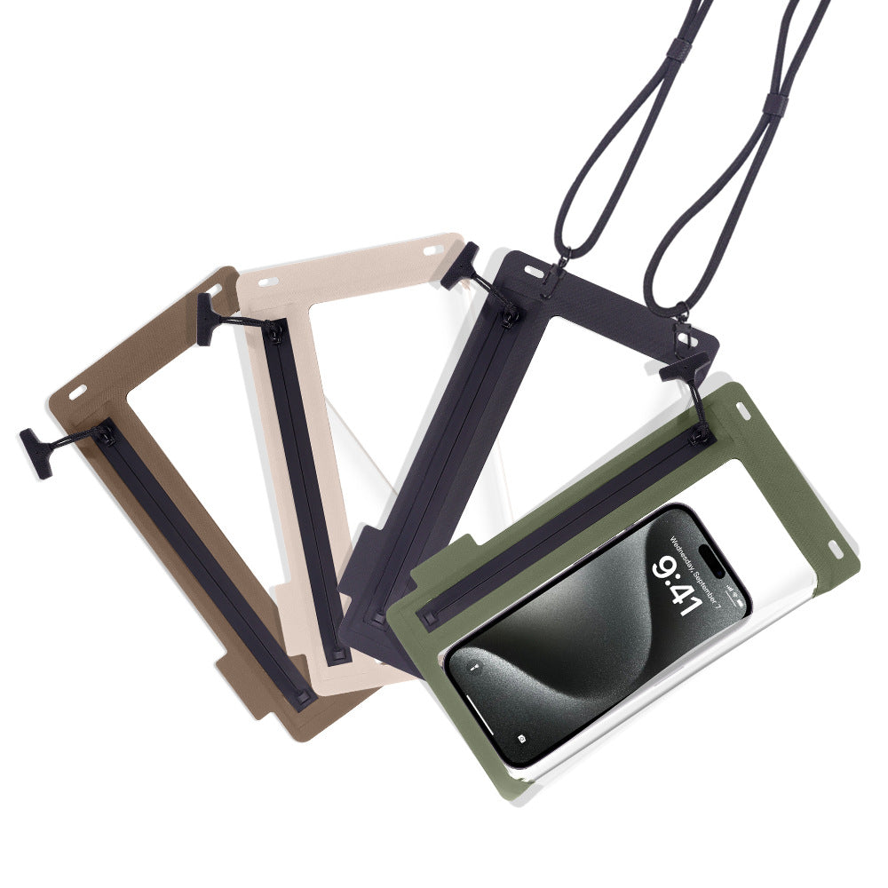 Waterproof smartphone shoulder bag with touchscreen window