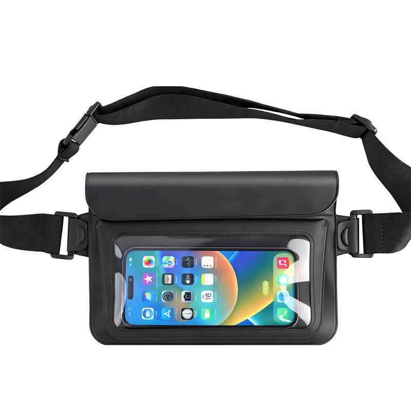 Waterproof mobile phone belt pouch with transparent window