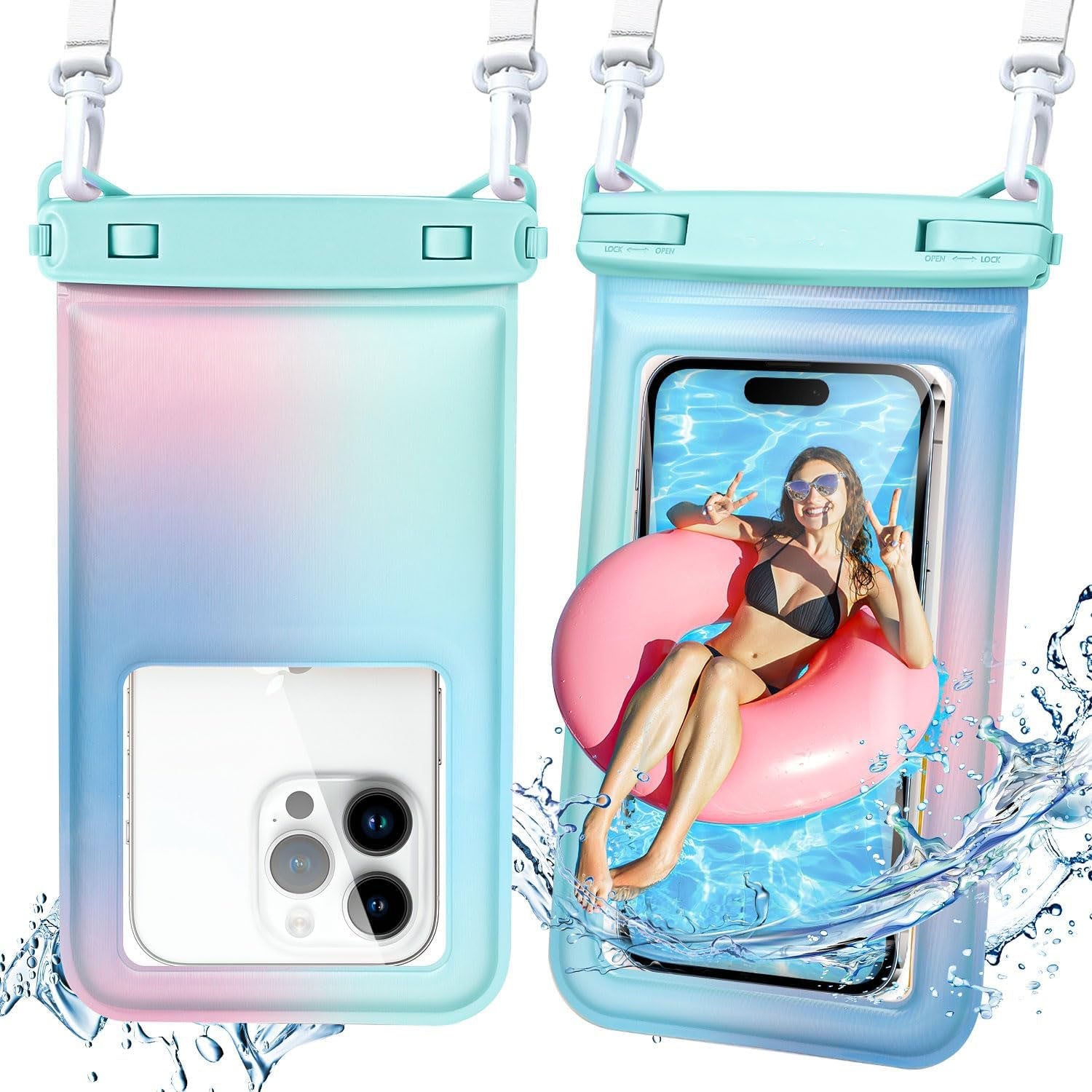 Waterproof phone case with carrying strap