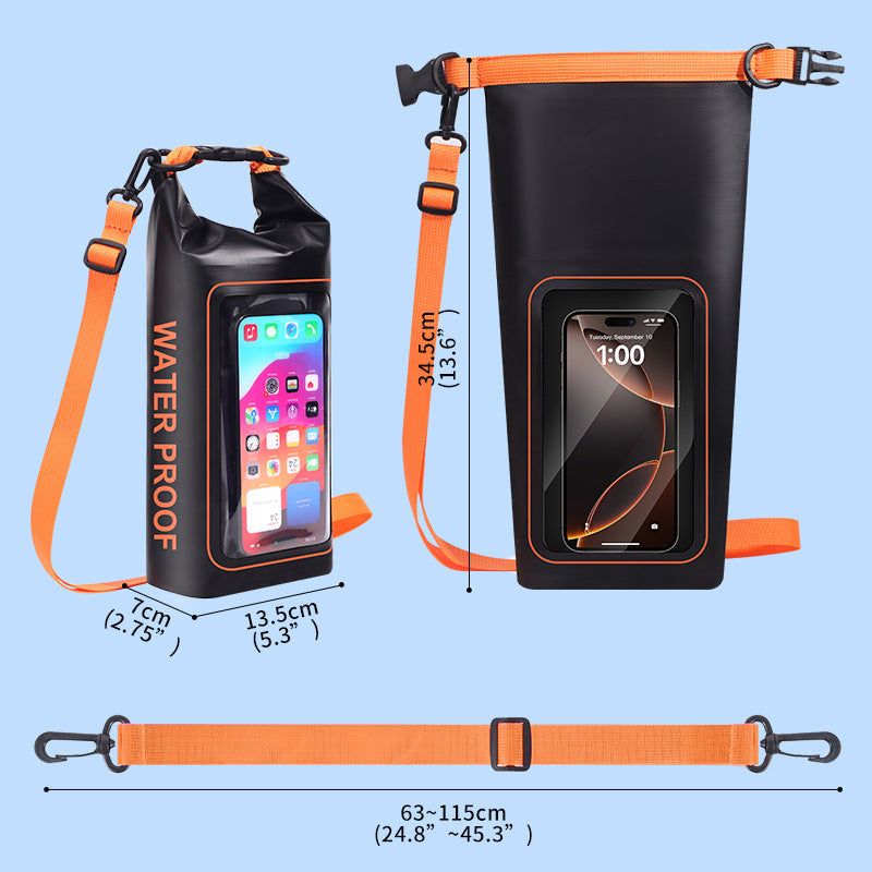 Waterproof phone pouch with shoulder strap