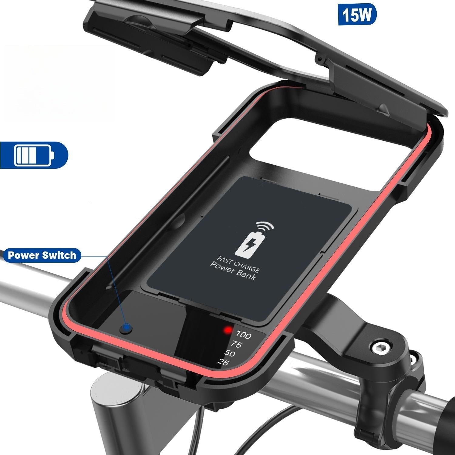 Smartphone-Halterung Fahrrad wasserdicht mit kabellosem Laden