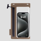 Waterproof smartphone shoulder bag with touchscreen window