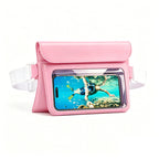 Waterproof mobile phone belt pouch with transparent window