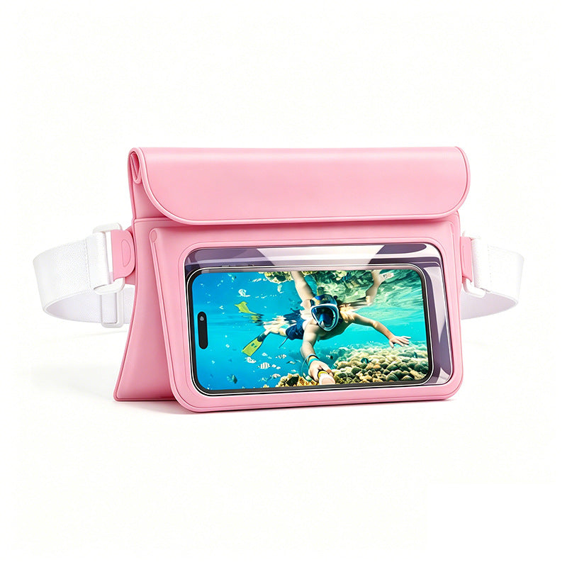 Waterproof mobile phone belt pouch with transparent window