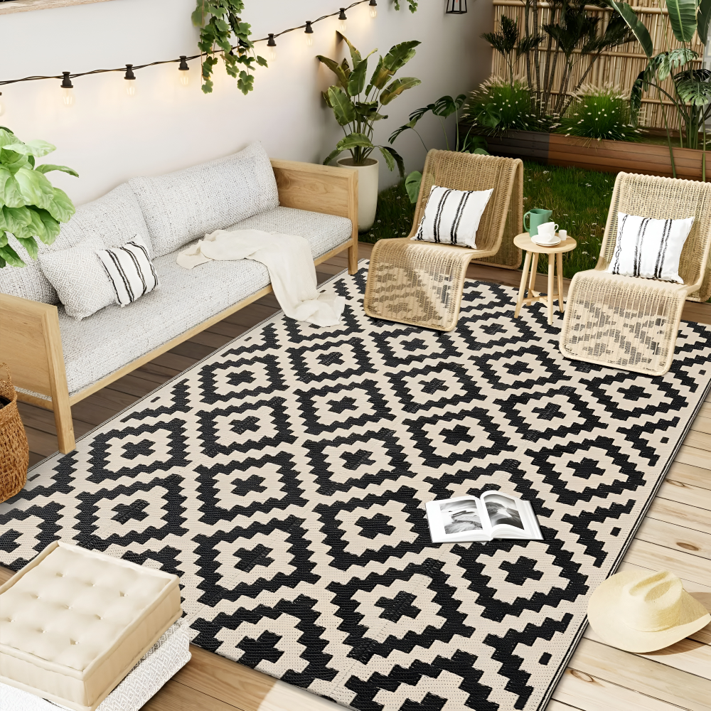 Outdoor Teppich wendbar rutschfest UV-beständig Geometrisch