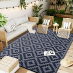 Outdoor Reversible Rug Non-Slip UV-Resistant Geometric