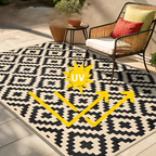 Outdoor Reversible Rug Non-Slip UV-Resistant Geometric