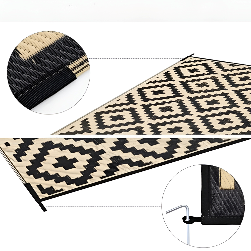 Outdoor Reversible Rug Non-Slip UV-Resistant Geometric