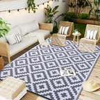 Outdoor Reversible Rug Non-Slip UV-Resistant Geometric