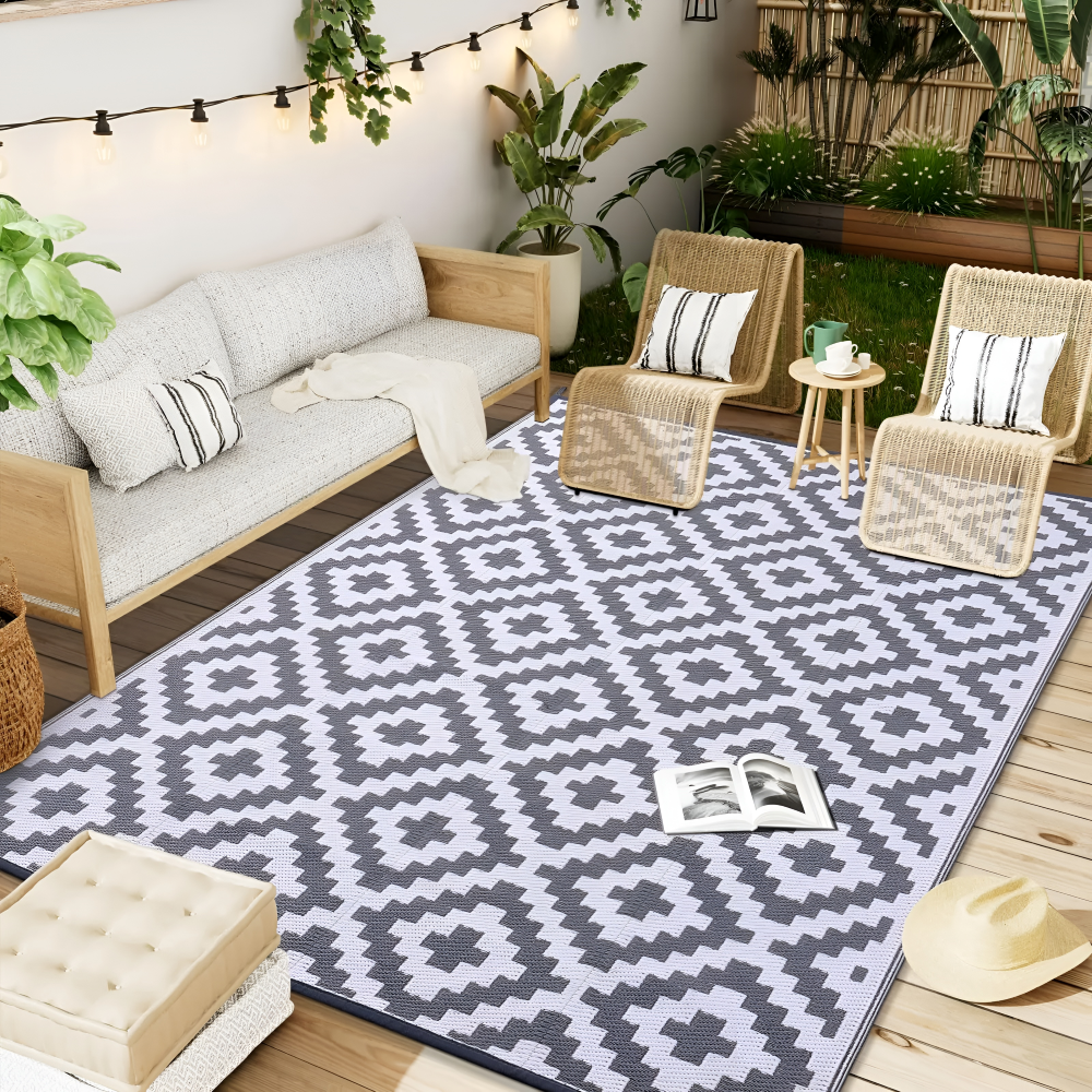 Outdoor Teppich wendbar rutschfest UV-beständig Geometrisch