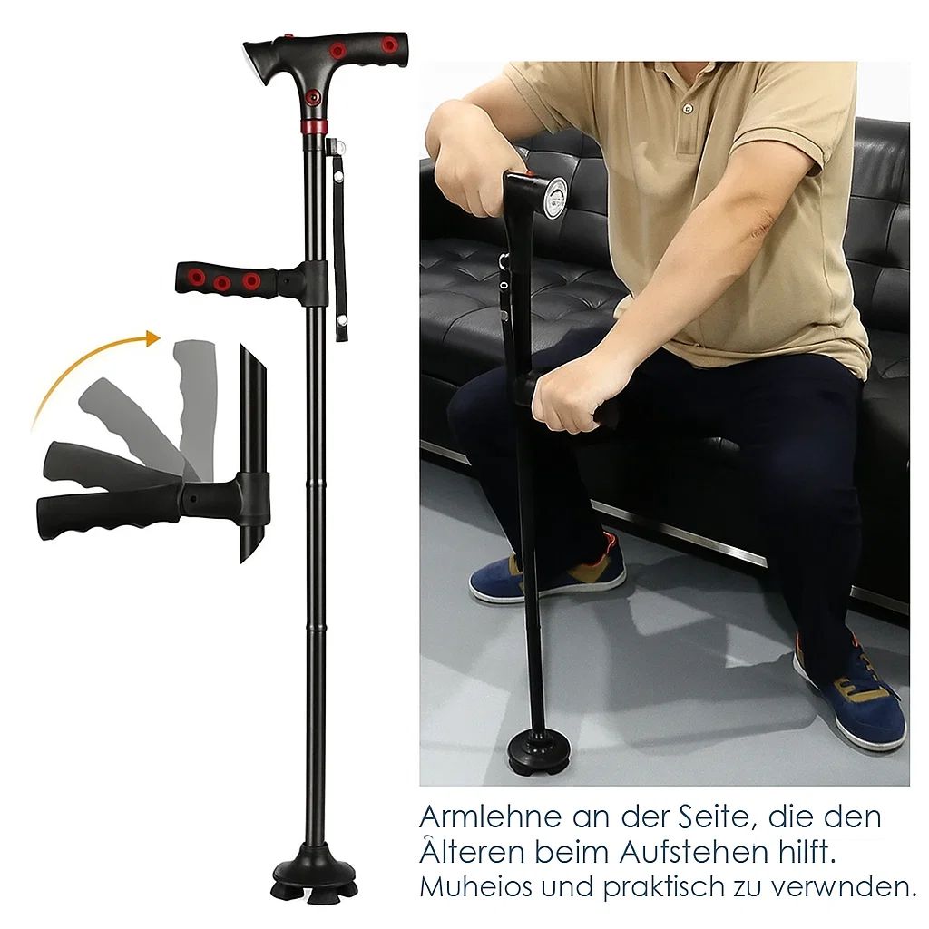Faltbarer Gehstock mit LED-Beleuchtung und Alarm
