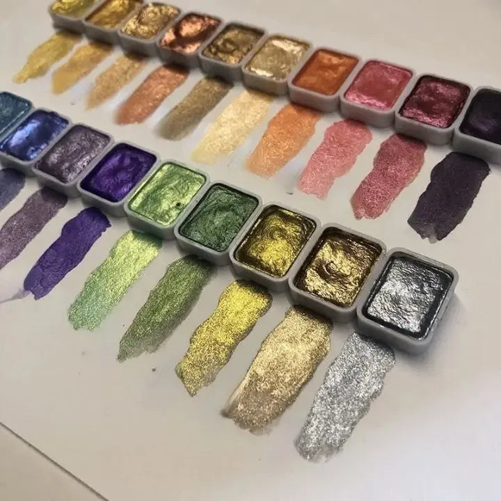 Perlenpulver-Pigment 60 Farben | Schimmernde Aquarellfarben Mivoza Deutschland