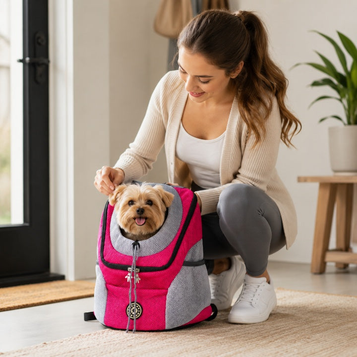 Hunde-Tragetasche Rucksack mit Sicherheitshaken – Fronttragen, bis 10 kg